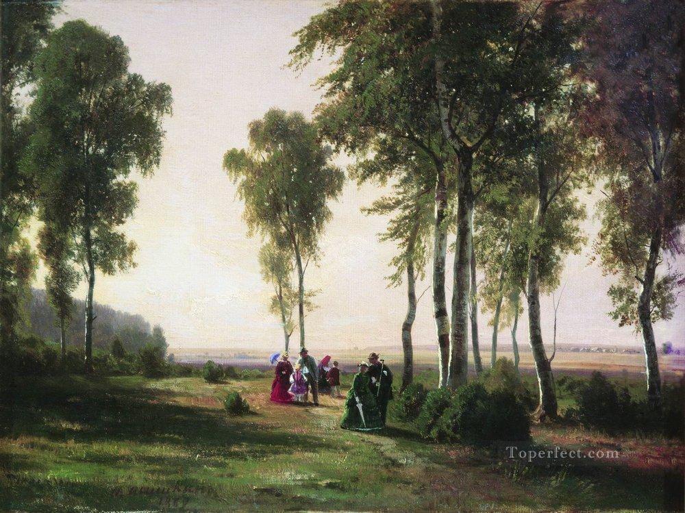 landscape with walking people 1869 Ivan Ivanovich Oil Paintings